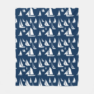 Sailboote Nautical Navy Blue Fleecedecke
