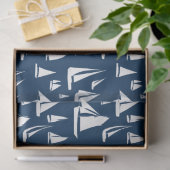 Sailboote Nautical Navy Blue  Seidenpapier (Geschenk)