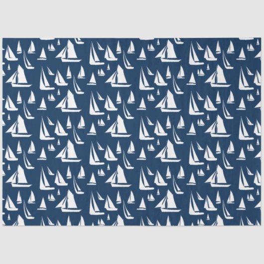 Sailboote Nautical Navy Blue  Seidenpapier (Vorderseite)