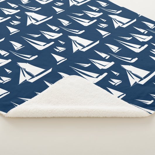 Sailboote Nautical Navy Blue Sherpadecke (3/4)