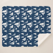 Sailboote Nautical Navy Blue Sherpadecke (Vorderseite (Horizontal))