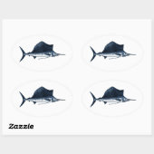 Sailfish-Logo Ovaler Aufkleber (Blatt)