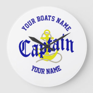 Sailing boat captains anchor design große wanduhr