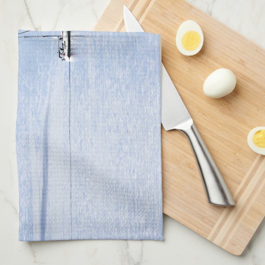 Sailing boat on sea, Nautical, blue water sky Geschirrtuch (Viertel Falte)