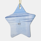 Sailing boat on sea, Nautical, blue water sky Keramikornament (Links)