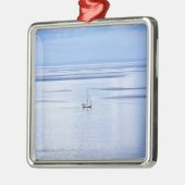 Sailing boat on sea, Nautical, blue water sky Ornament Aus Metall (Links)