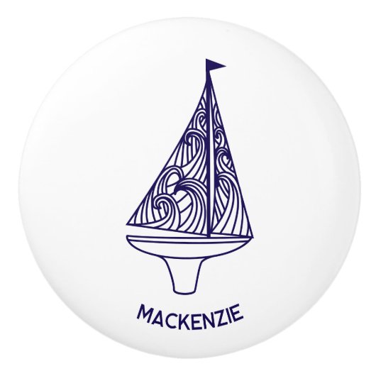 Sailing Boat Personalized Name Keramikknauf (Vorderseite)