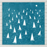 Sailing Boat Seascape Poster<br><div class="desc">A sailing boat race on a teal green ocean.  Perfect for your favorite sailor,  yacht racer,  and regatta fan.  Original nautical art by Nic Squirrell.</div>