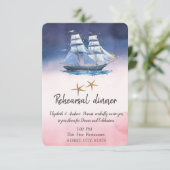 Sailing Boat Seastars Rehearsal Dinner Einladung (Stehend Vorderseite)