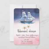 Sailing Boat Seastars Rehearsal Dinner Einladung (Vorderseite)
