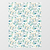 Sailing Boating Marine Shop Ocean Pattern Large Fensteraufkleber (Blatt)