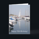 Sailing Boats Personalised 70th Birthday Karte<br><div class="desc">Greeting card sailing boats age specific birthday card. Customise this birthday card with any text then have it printed and sent to you or instantly download it to your mobile device. Should you require any help with customising then contact us through the link on this page. Boats design personalised 70th...</div>