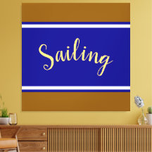 SAILING Fun Navy Blue White Brown Racing Streifen