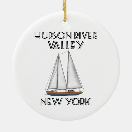 Sailing Hudson River New York Keramik Ornament (Hinten)