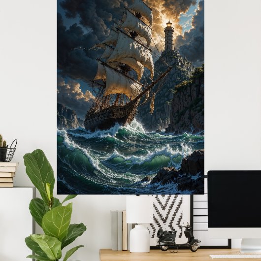 Sailing into Storms Fantasy Poster (Heimbüro)