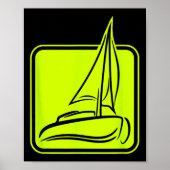 Sailing Logo Symbol Square Sailboat Ship Captain C Poster (Vorne)