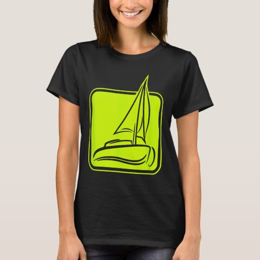 Sailing Logo Symbol Square Sailboat Ship Captain C T-Shirt (Vorderseite)