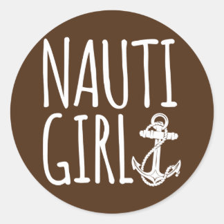 Sailing Nauti Girl Boating  Runder Aufkleber