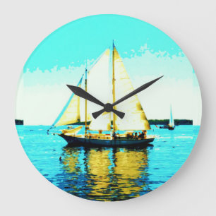 sailing schooner clock große wanduhr