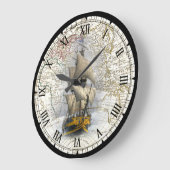 Sailing Ship ~ 1789 Eastern Hemisphere Map ~ Große Wanduhr (Winkel)