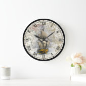 Sailing Ship ~ 1789 Eastern Hemisphere Map ~ Große Wanduhr (Zuhause)