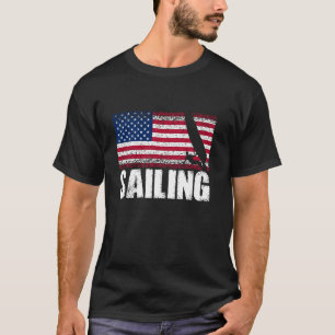 Sailing Sports Retreto American Flag USA Sai T-Shirt