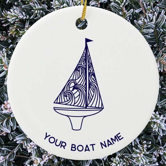 Sailing Yacht Boat Name Keramik Ornament