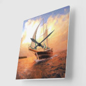 Sailing yacht, nautical theme quadratische wanduhr (Winkel)