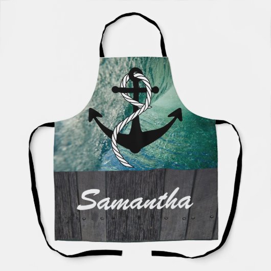 Sailor Anchor Lake Hütte Nautical Ocean Name Schürze (Vorderseite)