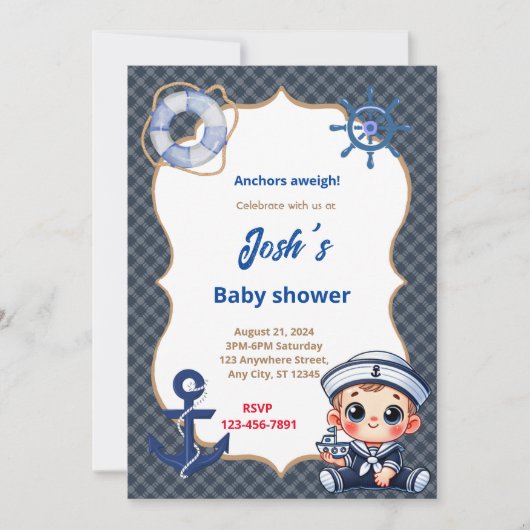 Sailor Baby Shower Einladung (Vorderseite)