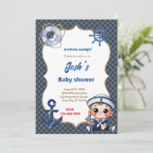 Sailor Baby Shower Einladung (Stehend Vorderseite)
