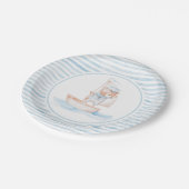 Sailor Bär Blau Streifen Geburtstag Pappteller (Schrägansicht)