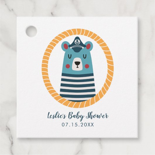 Sailor Bear Baby Dusche Geschenkanhänger (Vorderseite)