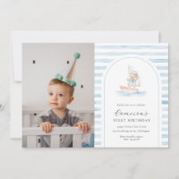 Sailor Bear Blue Strip Foto Erster Geburtstag