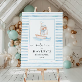 Sailor Bear Blue Strip Willkommen Poster