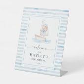 Sailor Bear Blue Strip Willkommen Sockelschild (Vorderseite)