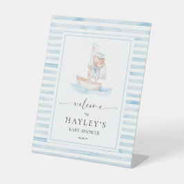 Sailor Bear Blue Strip Willkommen Sockelschild