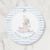 Sailor Bear Blue Stripe Baby Dusche Geschenkanhänger (Vorderseite)