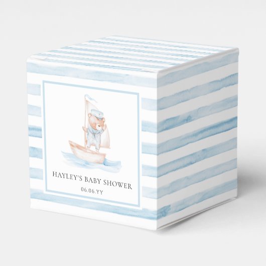 Sailor Bear Blue Stripe Baby Dusche Geschenkschachtel (Vorderseite)