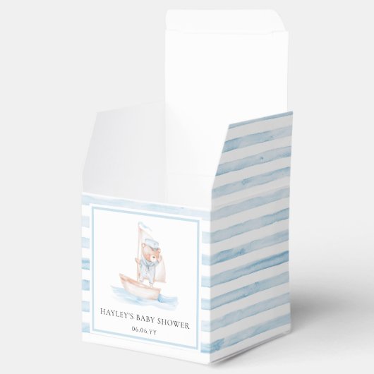 Sailor Bear Blue Stripe Baby Dusche Geschenkschachtel (Geöffnet)