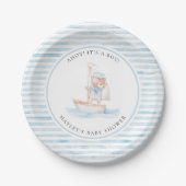 Sailor Bear Blue Stripe Baby Dusche Pappteller (Vorderseite)