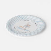 Sailor Bear Blue Stripe Birthday Pappteller (Schrägansicht)