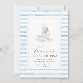 Sailor Bear Blue Stripe Geburtstag Einladung