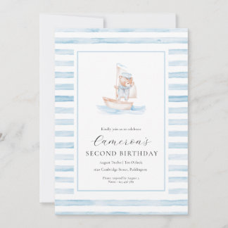 Sailor Bear Blue Stripe Geburtstag Einladung