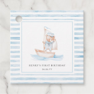 Sailor Bear Blue Stripe Geburtstag Geschenkanhänger