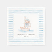 Sailor Bear Blue Stripe Geburtstag Serviette (Vorderseite)