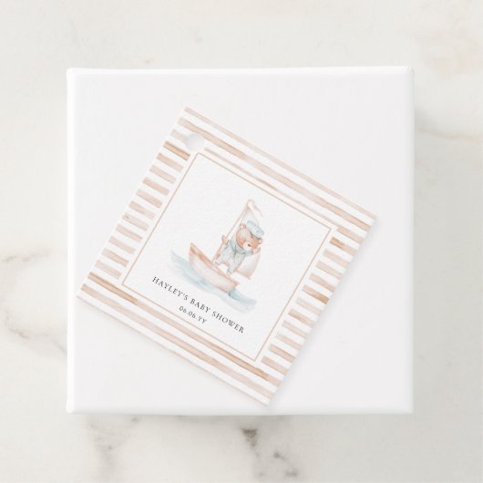 Sailor Bear Tan Stripe Babydusche Geschenkanhänger (Beispiel)