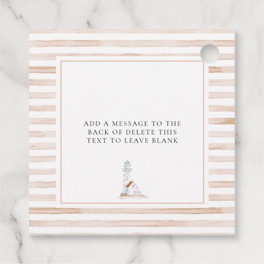 Sailor Bear Tan Stripe Babydusche Geschenkanhänger (Rückseite)