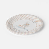 Sailor Bear Tan Stripe Babydusche Pappteller (Schrägansicht)