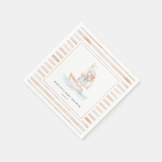 Sailor Bear Tan Stripe Babydusche Serviette (Ecke)